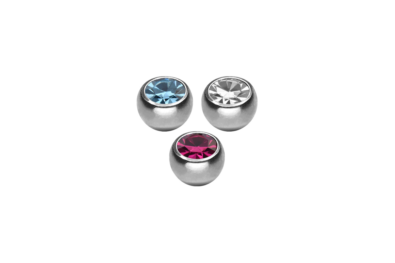 SET Chirurgenstahl Schraubkugel KRISTALL von Piercingline